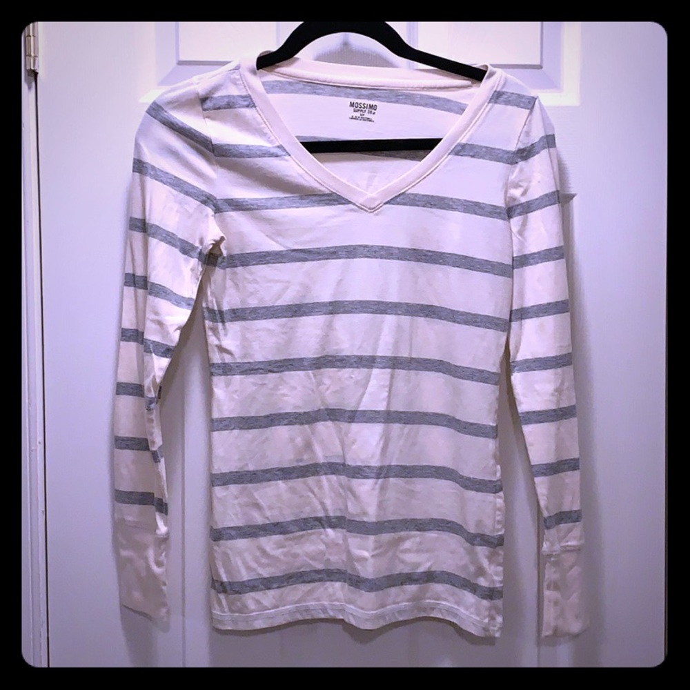 Cream and Gray Striped Longsleeve